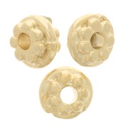 Perles rondelles motif fleur 6 mm - Doré à l'or fin x10