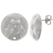 Clous d'oreilles rond 19 mm effet martelé - Rhodié x2|raw }}