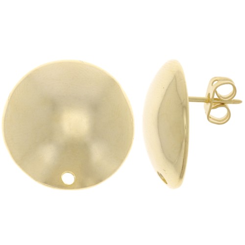 Clous d'oreilles demi-boule 19 mm - Doré à l'or fin x2