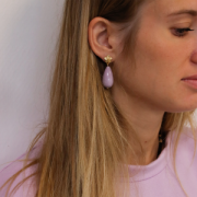 Clous d'oreilles fleur 12x10 mm - avec anneau fermé - Doré à l'or fin x20