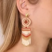 Clous d'oreilles fleur 12x10 mm - avec anneau fermé - Doré à l'or fin x20