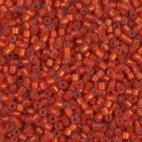Miyuki Delica 10/0 DBM0683 - Dyed Semi-Frosted Silver Lined Red Orange x8g