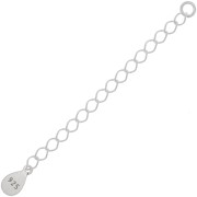 Chainettes d'extension maille Rombo sequin goutte 55 mm - Argent 925 x10