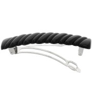 Barrette à cheveux effet tressé 85x17 mm en acrylique - Noir x1|raw }}