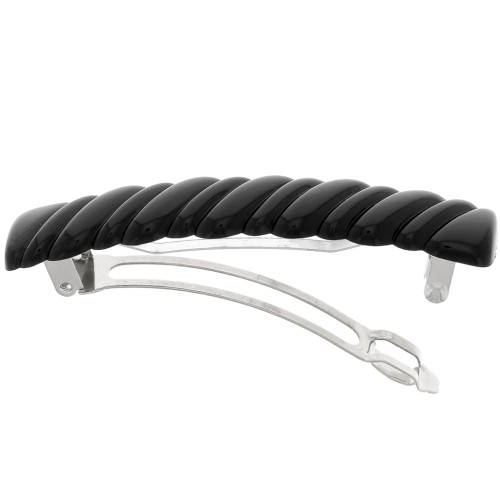 Barrette à cheveux effet tressé 85x17 mm en acrylique - Noir x1