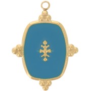 Pendentif rectangle 23x17 mm avec résine - Acier inoxydable 316L Doré - Turquoise|raw }}