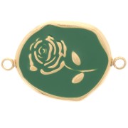 Intercalaire irrégulier 22x14.5mm - motif Rose - Acier inox 316L Doré - Vert sapin|raw }}