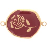 Intercalaire irrégulier 22x14.5mm - motif Rose - Acier inox 316L Doré - Bordeaux|raw }}