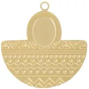 Pendentif aztèque 22x22 mm pour cabochon 8x6 mm - Acier inoxydable 316L Doré x1