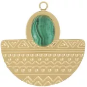 Pendentif aztèque 22x22 mm pour cabochon 8x6 mm - Acier inoxydable 316L Doré x1