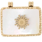 Pendentif rectangle martelé 17x19 mm avec nacre - Acier inoxydable 316L Doré x1|raw }}