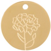 Pendentif Fleur de naissance 15 mm - Janvier - Oeillet - Acier inox 316L Doré|raw }}