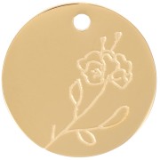 Pendentif Fleur de naissance 15 mm - Février - Iris - Acier inox 316L Doré x1|raw }}