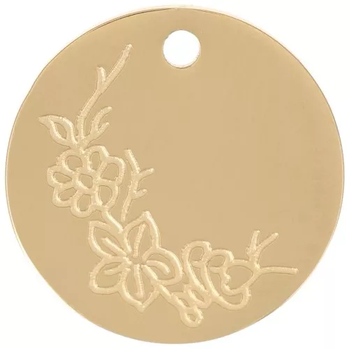 Pendentif Fleur de naissance 15 mm - Mars Fleur de cerisier Acier inox 316L Doré