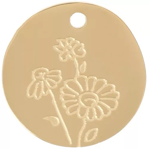 Pendentif Fleur de naissance 15 mm - Avril - Marguerite - Acier inox 316L Doré