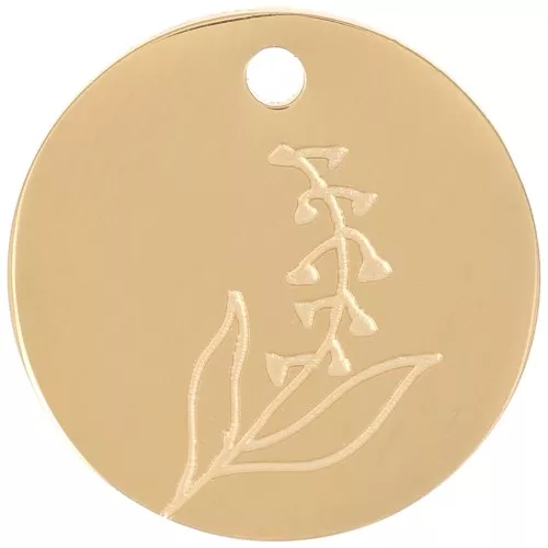Pendentif Fleur de naissance 15 mm - Mai - Muguet - Acier inox 316L Doré x1