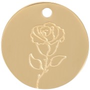 Pendentif Fleur de naissance 15 mm - Juin - Rose - Acier inox 316L Doré x1|raw }}