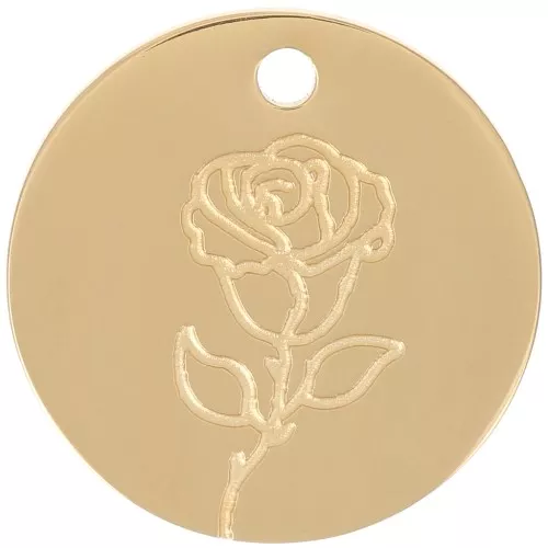 Pendentif Fleur de naissance 15 mm - Juin - Rose - Acier inox 316L Doré x1