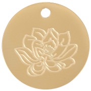 Pendentif Fleur de naissance 15 mm - Juillet - Lotus - Acier inox 316L Doré|raw }}