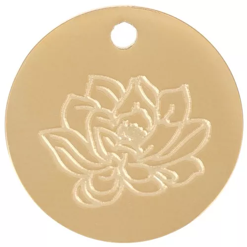 Pendentif Fleur de naissance 15 mm - Juillet - Lotus - Acier inox 316L Doré