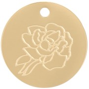 Pendentif Fleur de naissance 15 mm - Septembre - Pivoine - Acier inox 316L Doré|raw }}