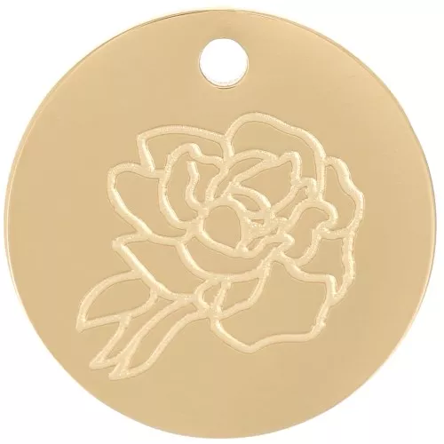 Pendentif Fleur de naissance 15 mm - Septembre - Pivoine - Acier inox 316L Doré