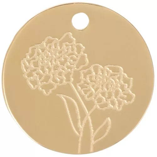 Pendentif Fleur de naissance 15 mm - Octobre - Souci - Acier inox 316L Doré