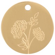 Pendentif Fleur de naissance 15 mm - Novembre Chrysanthème Acier inox 316L Doré|raw }}