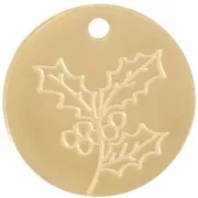 Pendentif Fleur de naissance 15 mm - Décembre - Houx - Acier inox 316L Doré