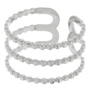 Bague 3 rangs réglable pour tissage de perles - T.52 à T.60 - Acier inox 304 x1
