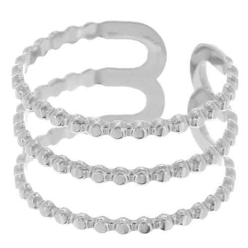 Bague 3 rangs réglable pour tissage de perles - T.52 à T.60 - Acier inox 304 x1