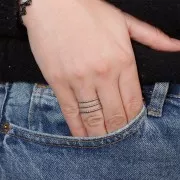 Bague 3 rangs réglable pour tissage de perles - T.52 à T.60 - Acier inox 304 x1