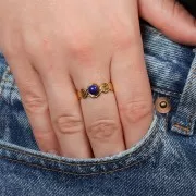 Bague texturée réglable pour cabochon 5 mm - T.52 à T.58 - Acier inox 304 Doré