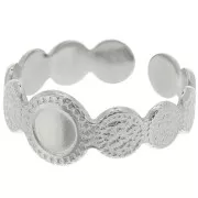 Bague texturée réglable pour cabochon 5 mm - T.52 à T.58 - Acier inoxydable 316L