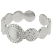 Bague texturée réglable pour cabochon 5 mm - T.54 à T.58 - Acier inoxydable 304