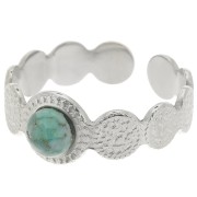 Bague texturée réglable pour cabochon 5 mm - T.54 à T.58 - Acier inoxydable 304