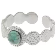 Bague texturée réglable pour cabochon 5 mm - T.54 à T.58 - Acier inoxydable 304