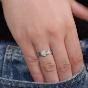 Bague texturée réglable pour cabochon 5 mm - T.54 à T.58 - Acier inoxydable 304
