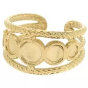 Bague réglable effet tressé pour cabochon 5 mm, 4 mm & 3 mm - Acier inox 316L Doré