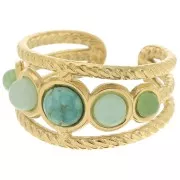 Bague réglable effet tressé pour cabochon 5 mm, 4 mm & 3 mm - Acier inox 316L Doré