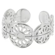 Bague fantaisie ajourée réglable T.51 à T.58 - cabochon 2mm - Acier inox 316L x1