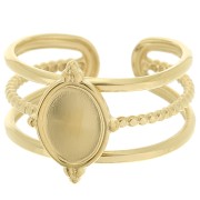 Bague multirang réglable pour cabochon 8x6 mm - T.52 à T.58 - Acier inox 304 Doré|raw }}
