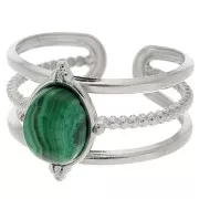 Bague multirang réglable pour cabochon 8x6 mm - T.52 à T.58 - Acier inox 304 x1