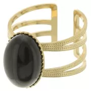 Bague multirang réglable T.52 à T.61 pour cabochon 14x10 mm - Acier inox 316L Doré