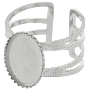 Bague multirangs réglable T.52 à T.61 pour cabochon 14x10 mm - Acier inox 304 x1