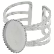 Bague multirangs réglable T.52 à T.61 pour cabochon 14x10 mm - Acier inox 304 x1