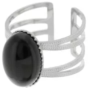 Bague multirangs réglable T.52 à T.61 pour cabochon 14x10 mm - Acier inox 304 x1