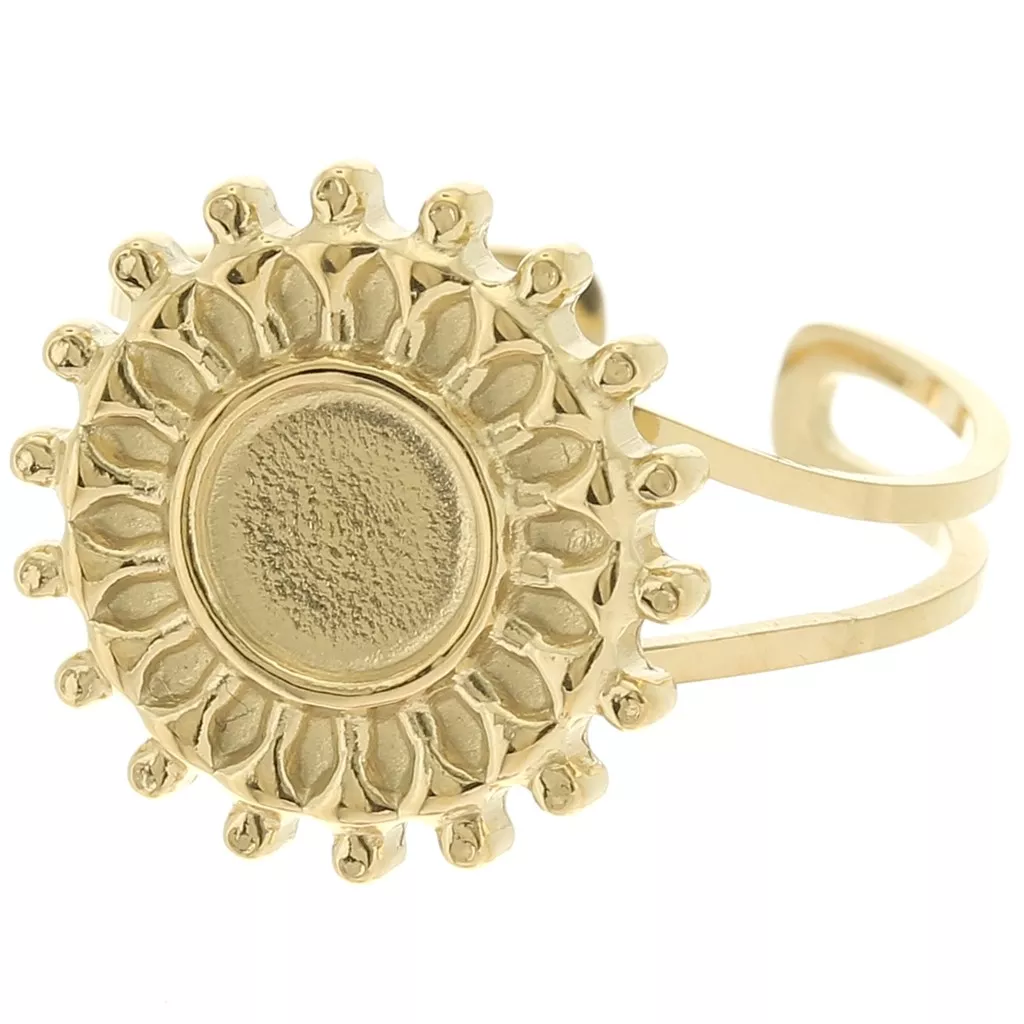 Bague Soleil En Acier Inoxydable Doré - Taille Réglable Femme - Neuf Avec étiquettes