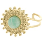 Bague soleil réglable pour cabochon 6mm - T.52 à T.60 - Acier inox 304 Doré x1