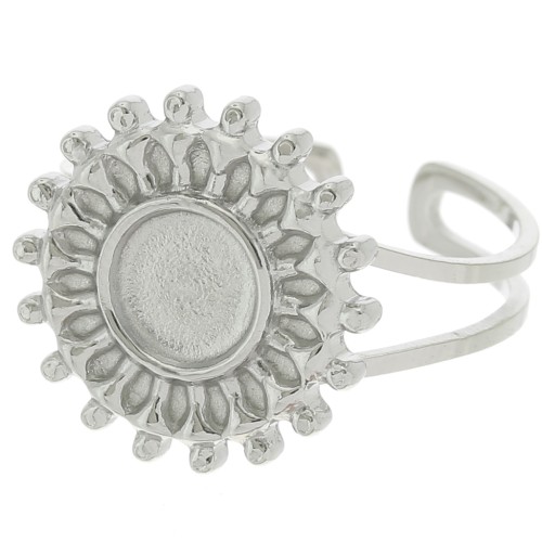 Bague soleil réglable pour cabochon 6 mm - T.52 à T.60 - Acier inoxydable 304